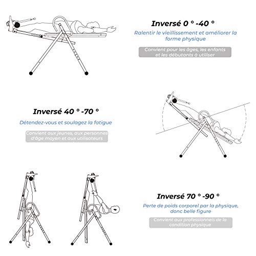 ISE Banco de Inversión Gravitacional Plegable, Tabla de Inversión Gravedad para 180 ° Ejercicios en Casa, Mesa de Inversión Espalda Invertida Ajustable 155-195cm, Máx 135 kg, Negro SY-ES1012