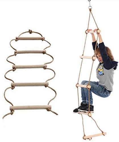 ISOP Escalera de Cuerda para Interiores o Exteriores para niños o Adultos de 3 m - para la decoración del Juego de Columpios para Escalar árboles de Ejercicios y Muchos más