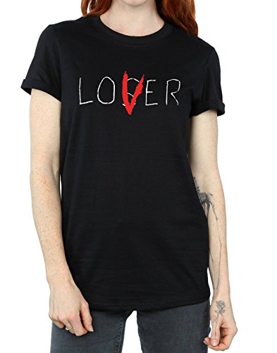 It Mujer Loser Lover Camiseta del Novio Fit Medium Negro