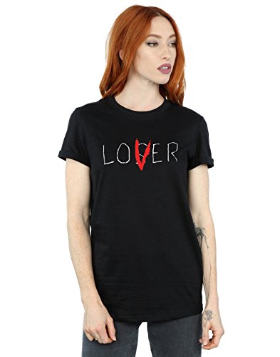 It Mujer Loser Lover Camiseta del Novio Fit Medium Negro