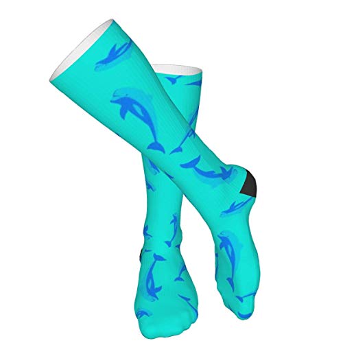 iuitt7rtree Sage WOD Dolphin Pod, Calcetines Gruesos y cálidos Personalizados, Calcetines de Vestir a Media Pierna, Calcetines Largos Informales de Invierno para Hombres y Mujeres