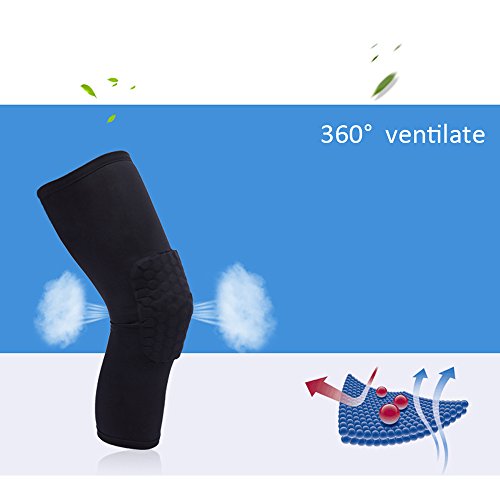 IULONEE Rodilleras Protectoras para Las piernas, 2 Paquetes Antideslizantes para Deportes de Voleibol Baloncesto Rodilleras Coderas Protectores de Compresión Largo (Grande, Negro)