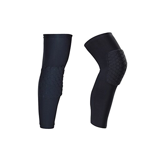 IULONEE Rodilleras Protectoras para Las piernas, 2 Paquetes Antideslizantes para Deportes de Voleibol Baloncesto Rodilleras Coderas Protectores de Compresión Largo (Grande, Negro)