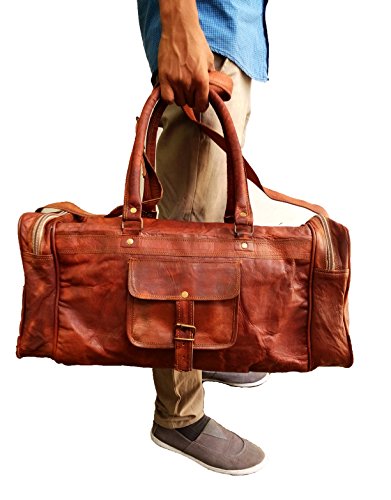 Jaald 50 Cm Bolso Bolsa Viaje Veliz Equipaje De Cuero Piel Grande Vintage para Cabina Fin Semana Gimnasio Deportes Carry-On Hombre Y Mujer