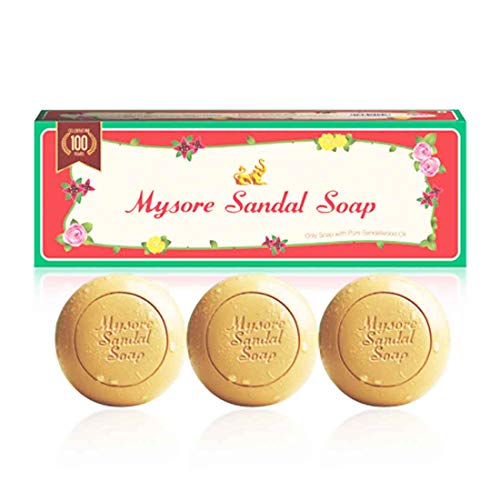 Jabón ayurvédico Mysore de aceite de sándalo natural puro, 3 barras de 150 g en 1 paquete de regalo
