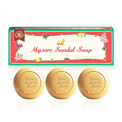 Jabón ayurvédico Mysore de aceite de sándalo natural puro, 3 barras de 150 g en 1 paquete de regalo