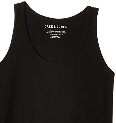 Jack & Jones Basic Tank Top - Camiseta de tirantes con cuello redondo sin mangas para hombre, Negro (Black C-N10), Large