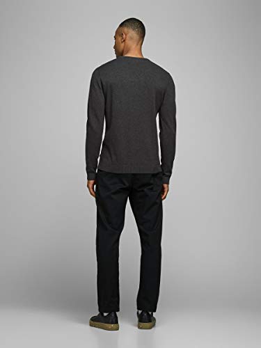 Jack & Jones Jjebasic Knit Crew Neck Noos suéter, Gris (Dark Grey Melange Dark Grey Melange), Medium para Hombre