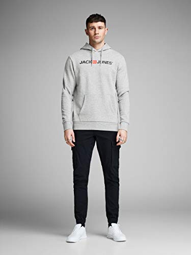 Jack & Jones Jjecorp Logo Sweat Hood Noos Capucha, Gris (Light Grey Melange Detail:Reg Fit - Melange), Large para Hombre