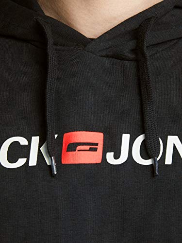 Jack & Jones Jjecorp Logo Sweat Hood Noos Capucha, Negro (Black Detail:Reg Fit), X-Large para Hombre