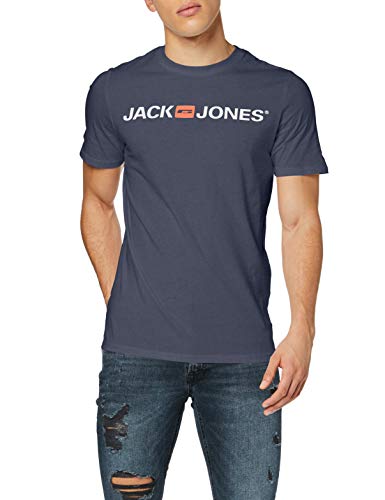 Jack & Jones Jjecorp Logo tee SS Crew Neck Noos Camiseta, Azul (Navy Blazer Detail: Slim Fit), Medium para Hombre