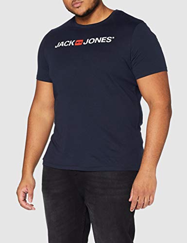 Jack & Jones Jjecorp Logo tee SS Crew Neck Noos Camiseta, Azul (Navy Blazer Detail: Slim Fit), Medium para Hombre