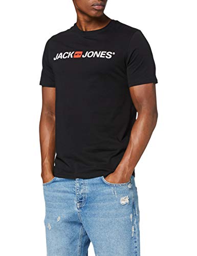 Jack & Jones Jjecorp Logo tee SS Crew Neck Noos Camiseta, Negro (Black Detail: Slim Fit), Medium para Hombre