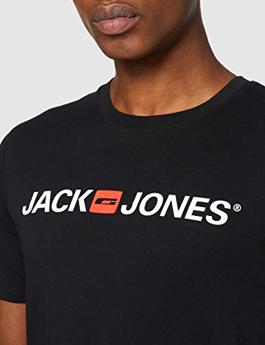 Jack & Jones Jjecorp Logo tee SS Crew Neck Noos Camiseta, Negro (Black Detail: Slim Fit), X-Large para Hombre