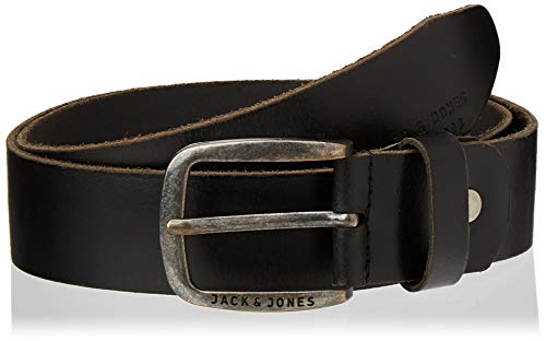 JACK & JONES JJIPAUL JJLEATHER BELT NOOS, Cinturón Hombre, Negro (Black), 90 cm (Talla del fabricante: 90)