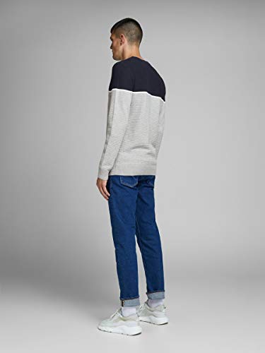 Jack & Jones Jorbrit Knit Crew Neck Suéter, Gris Claro, M para Hombre