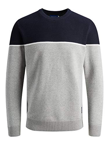 Jack & Jones Jorbrit Knit Crew Neck Suéter, Gris Claro, M para Hombre