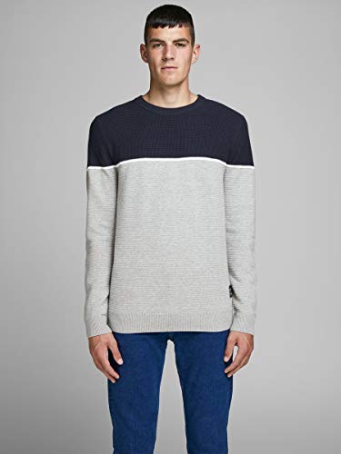 Jack & Jones Jorbrit Knit Crew Neck Suéter, Gris Claro, M para Hombre