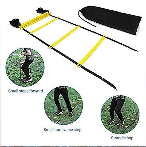 Jackys Escalera de Agilidad Entrenamiento de Velocidad Deportes Escalera, Saltar Paso Ajustable de la Cuerda al Aire Libre peldaños de Fitness Velocidad Equipo de Entrenamiento,9M