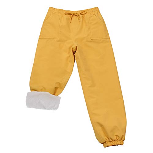 JAN & JUL - Pantalones de lluvia o nieve para niños, resistentes al agua, forro polar cómodo y seco para niñas y niños pequeños -  Amarillo -  3 años