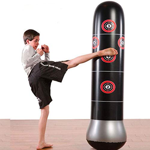 JanTeelGO Saco de Boxeo, Saco de Boxeo de pie de 160 cm para un Rebote inmediato para Practicar Karate, Taekwondo y aliviar Pent Up Energy en niños (Negro)