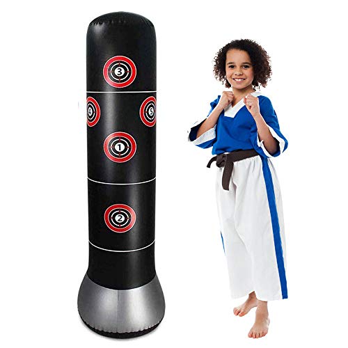 JanTeelGO Saco de Boxeo, Saco de Boxeo de pie de 160 cm para un Rebote inmediato para Practicar Karate, Taekwondo y aliviar Pent Up Energy en niños (Negro)