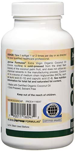 Jarrow Formulas Suplemento Dietético de Aceite Extra Virgen de Coco (100mg/c) - 120 Cápsulas