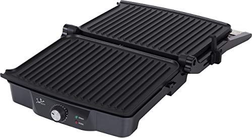 Jata GR594 Grill de Asar Doble con Cuerpo de Acero Inoxidable Placa Superior Basculante con 2 Niveles Apertura de 180° Placas de 295 x 235 mm Superficie Inclinable para Recoger la Salsa