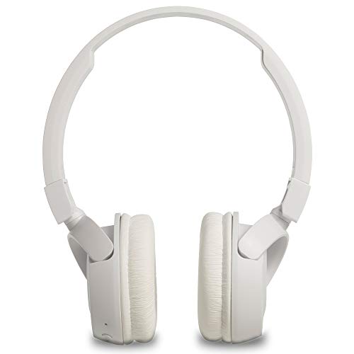 JBL T450BT - Auriculares de diadema inalámbricos con Bluetooth 4.0, sonido Pure Bass, 11 h de música continua, blanco