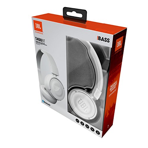 JBL T450BT - Auriculares de diadema inalámbricos con Bluetooth 4.0, sonido Pure Bass, 11 h de música continua, blanco