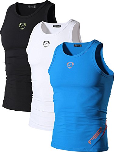 jeansian 3 Packs Hombre Camiseta Deportiva Sin Mangas Muscle Fitness Chaleco Deportivo Men Vest Tank Tops LSL3306 PackA M