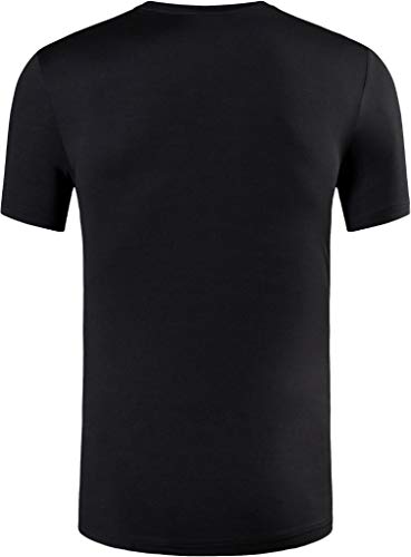 jeansian Hombre Camisetas Deportivas Wicking Quick Dry tee T-Shirt Sport TopsLSL249 Black S