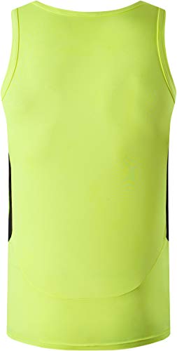 jeansian Hombres Camiseta De Tirantes Deportivas Wicking Quick Dry Vest tee Tank Top Verano Correr Training LSL3306 GreenYellow L