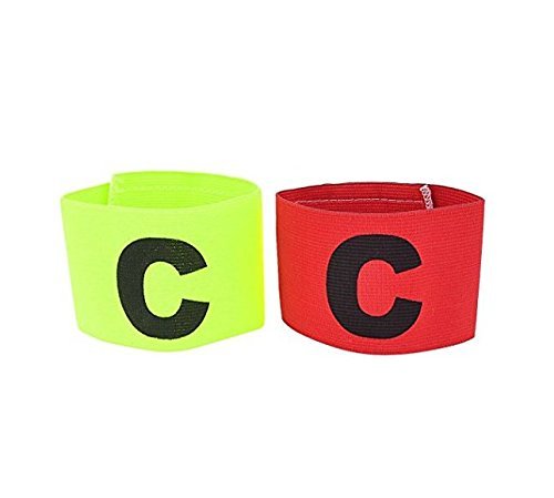 JER Banda de Capitán, Juego de 2 pcs Cintas elásticas Ajustable de Nailon muñequeras Deportivas para fútbol, Baloncesto, Tenis, Rojo y Verde