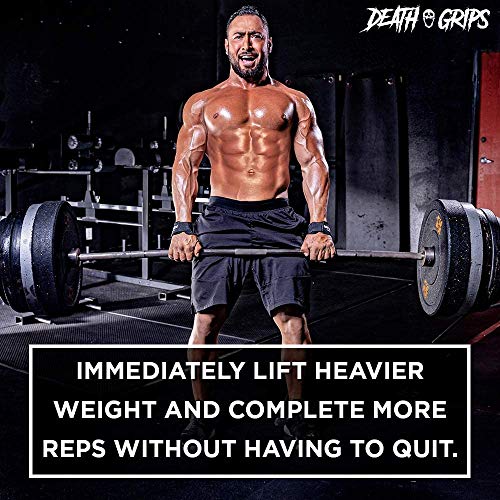 JerkFit Death Grips Ultra Premium Lifting Straps for Deadlifts, Pull Ups, Heavy Shrugs | Lifting Hand Grips with Padded Support | Palm Protection & Increased Grip for Heavy Pull Lifts. (Small)