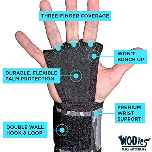 JerkFit WODies Protección 2 en 1 para la Palma de la maño y Envoltura para la muñeca (Black, M)