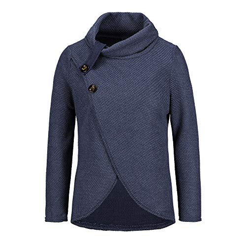 Jerseys De Punto para Mujer Cuello de Tortuga Manga Larga Suelto Prendas de Punto Suéter Irregular Jerséis Collar de la Pila Tops Cálido Otoño Invierno riou