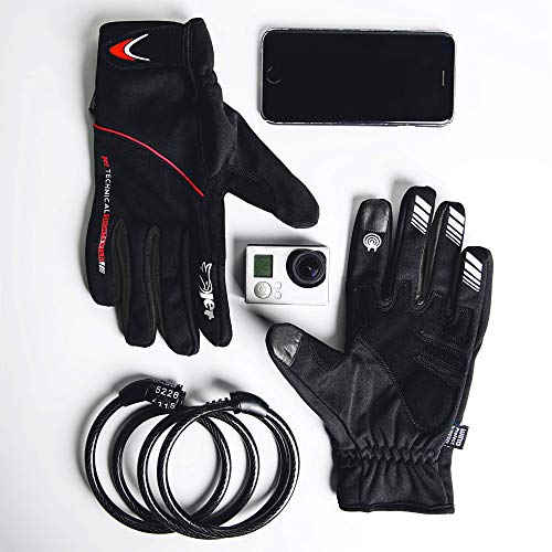 JET Guantes de Ciclismo de Invierno al Aire Libre a Prueba de Viento Acolchado Palma Baja a Granel Peso Ligero Wind Slam (Negro Rojo, L)