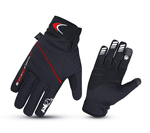 JET Guantes de Ciclismo de Invierno al Aire Libre a Prueba de Viento Acolchado Palma Baja a Granel Peso Ligero Wind Slam (Negro Rojo, L)