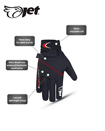 JET Guantes de Ciclismo de Invierno al Aire Libre a Prueba de Viento Acolchado Palma Baja a Granel Peso Ligero Wind Slam (Negro Rojo, L)