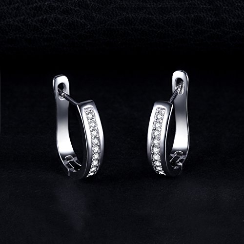 JewelryPalace Pendientes de Aro Eternidad Zirconia Cúbica Boda Huggie Con Canal Conjunto Plata de ley 925