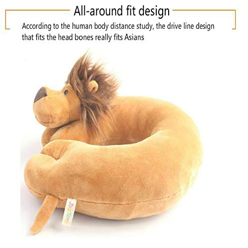 JHMAOYI Almohada para el cuello lindo león de dibujos animados almohada en forma de U viaje felpa de viaje PP algodón almohada para el cuello