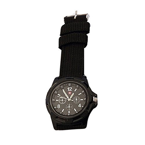 JiaMeng Moda Reloj de Pulsera de Cuarzo de Estilo Militar Reloje Hombres Blue Ray de Cristal Cuarzo analógico Reloj de Aleación Analógica (Negro)