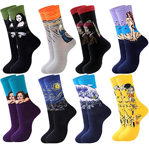 Jielucix Calcetines Mujer Divertidos Algodon Dibujos Calcetines de Colores de Moda Calcetines Ciclismo Mujers Originales (Arte G, 8)