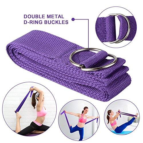 JIM'S STORE Bloque de Espuma+Correa,Bloque de Yoga Ejercico EVA de Alta Densidad para Mejorar Fuerza y Flexibilidad Yoga Pilates Amantes(Morado)