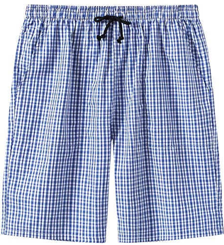 JINSHI Hombre Pijama Pantalones Cortos de Algodón Elástico a Cuadros Ropa de Salón Noche Verano Mix Pack 3 Talla L