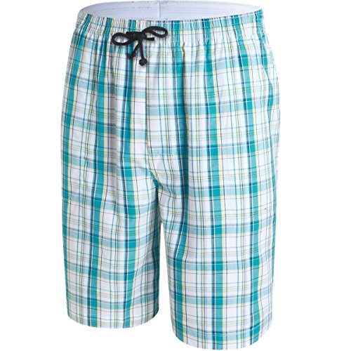 JINSHI Pantalones Cortos Algodón a Cuadros Pijamas de Salón para Hombres Paquete de 3 Color Claro Talla 2XL
