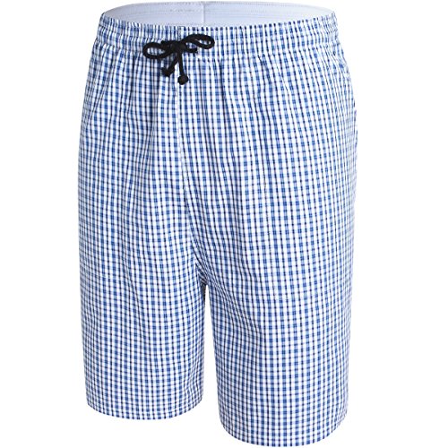 JINSHI Pantalones Cortos Algodón a Cuadros Pijamas de Salón para Hombres Paquete de 3 Color Claro Talla 2XL