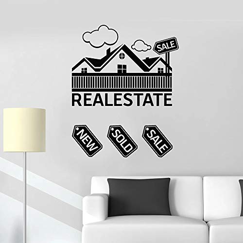 jiushivr Calcomanía de Pared de Vinilo de patrón de Bienes raíces para Sala de Estar Oficina de Agente de Bienes raíces vendida Inmobiliaria Casa Alquiler Etiqueta de la Pared Creativa 57x70cm