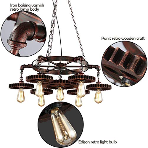 JJZXD Personalidad Industrial Chandelier- la Vendimia luz araña de Hierro del Metal del Tubo de Agua Colgantes Shaped Luces de Techo Gota decoración de la Barra